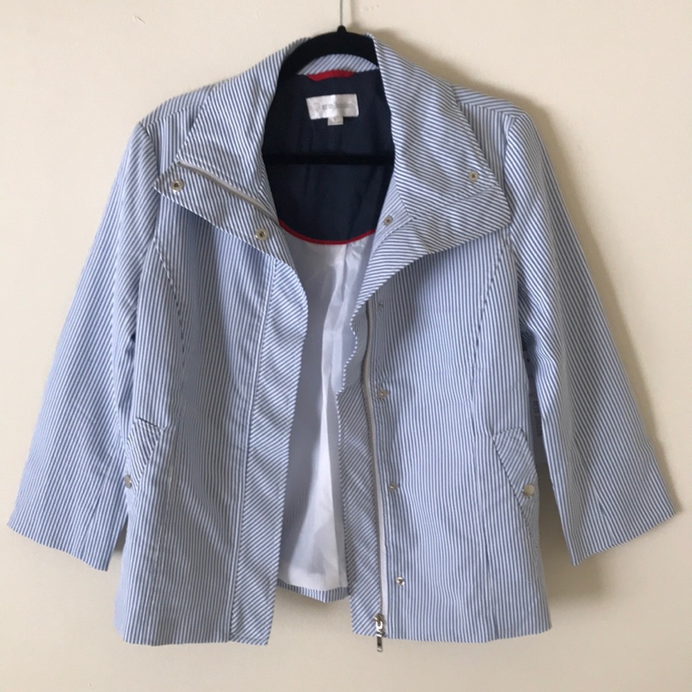 Erin London Blue Striped Nautical Jacket